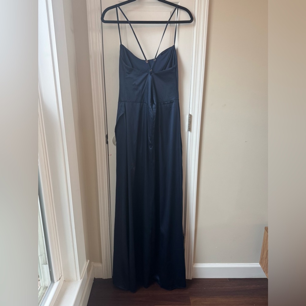 DB STUDIO Cowl Neck Sheath Dress Navy Blue Size 12 - Picture 3 of 7